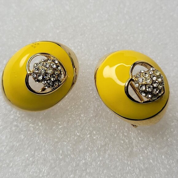 Yellow Enamelled Earrings Small Earrings - Picture 2 of 8